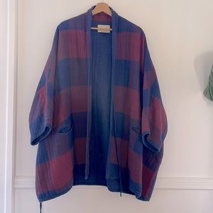 Anaak Kimono Coat in red and blue check sz 2